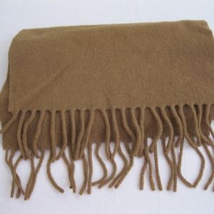 Italian wool/cashmere scarf w/ fringe, gold, OS